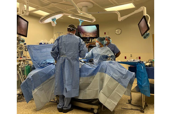 Dr. Fridley performing laparoscopic surgery in the new and updated OR suites