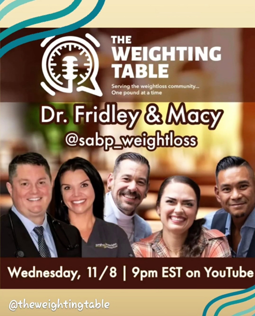 Dr Fridley and Macy on the podcast the weighting table. They announce they will be sponsoring a Bariatric surgery for the WLSFA organization for 2024